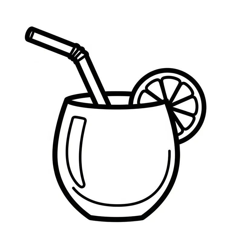 Simple Cocktail Line-Art for Kids to Color