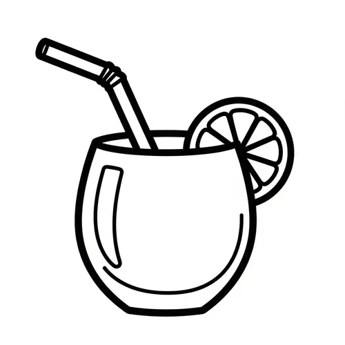 Simple Cocktail Line-Art for Kids to Color