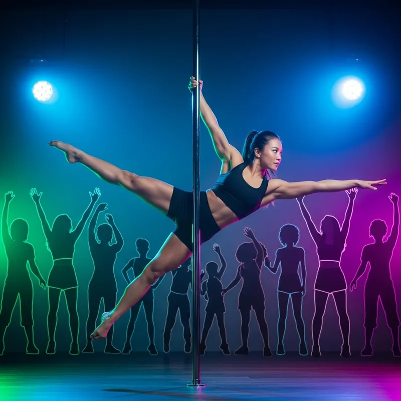 Professional Asian Pole Dancer in Stunning Neon Lights