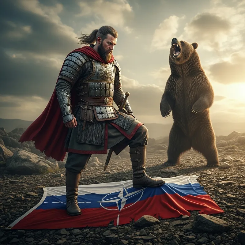 Russian Warrior Crushes NATO Flag