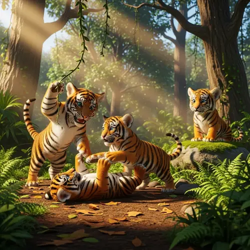 Playful Baby Tigers: A Joyous Encounter