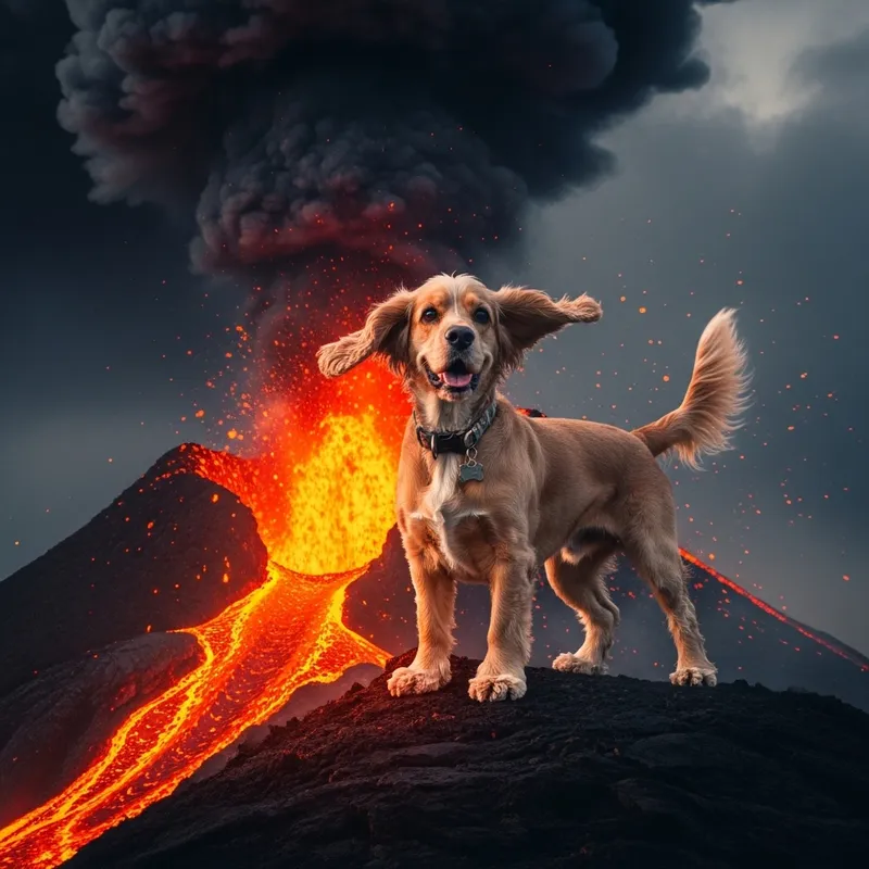 Cocker Spaniel on Volcano Eruption Cocker Spaniel on Volcano Eruption