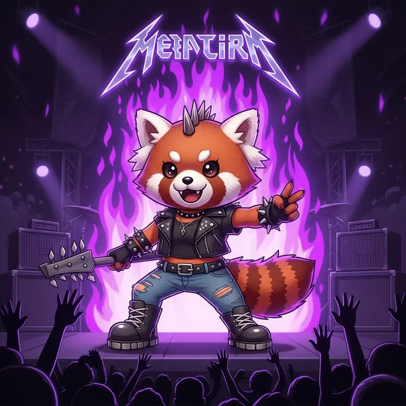 Aggretsuko: Red Panda Rocking Heavy Metal Concert with Punk Style Aggretsuko: Red Panda Rocking Heavy Metal Concert with Punk Style