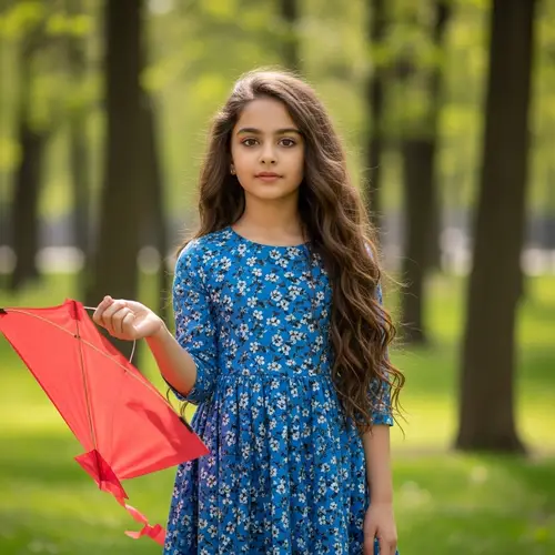 Beautiful South Asian Girl in Blue Dress | Innocence and Curiosity