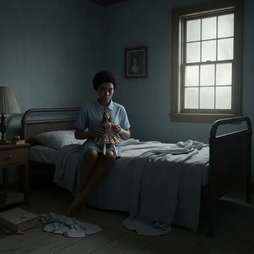 Ebony-Hued Spectral Entity in Haunted Lighthouse Chamber