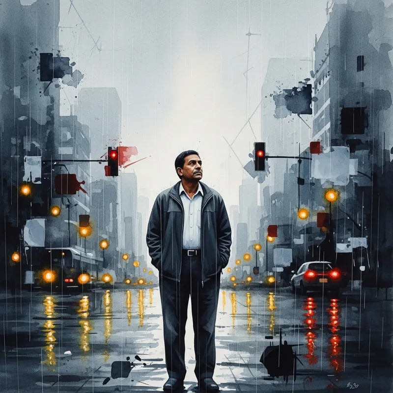 Surreal Rainy Reflections: Nostalgic Emotions in Hopeful Hues