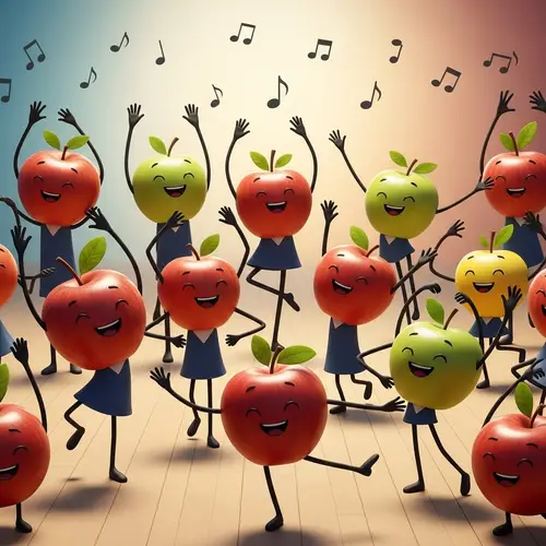 Dancing Apple Images | Animated Apples in Playful Dance Poses