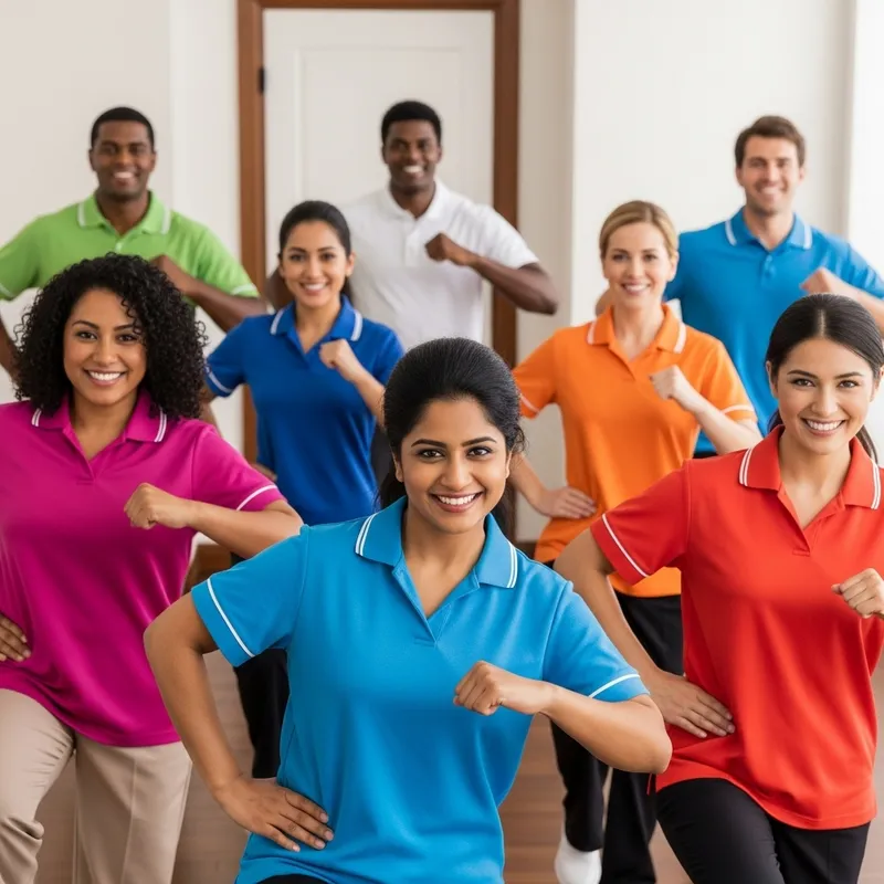 Hotel Housekeepers Warm-up Routine | Diverse Staff Prep Hotel Housekeepers Warm-up Routine | Diverse Staff Prep