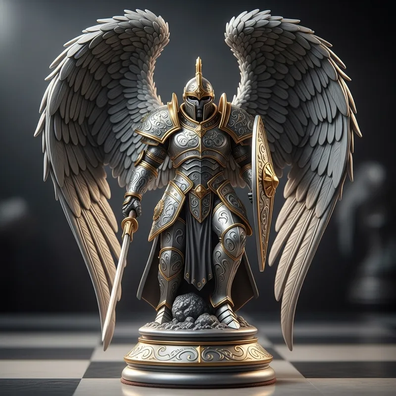 3D Chess Pawn Warrior with Wings - Intricately Designed Decor Piece