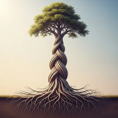 Roots Transforming into Tree Trunk - Organic Artistry