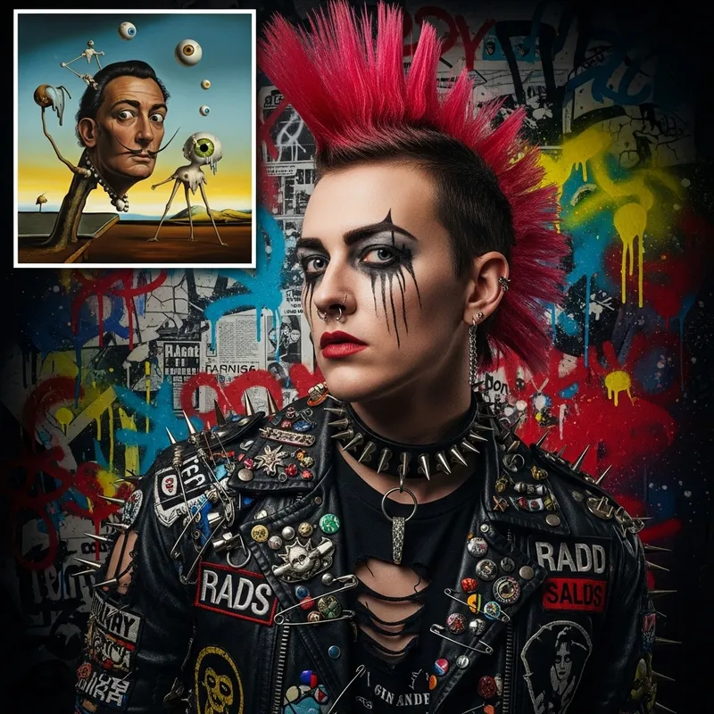 Punk Style Portrait with Salvador Dali Influence