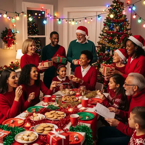 Festive Season Celebration with Multicultural Revelers