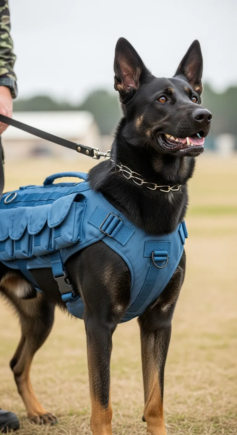 Blue Military Dog in Action | Tactical Vest Doggie Outfit Blue Military Dog in Action | Tactical Vest Doggie Outfit