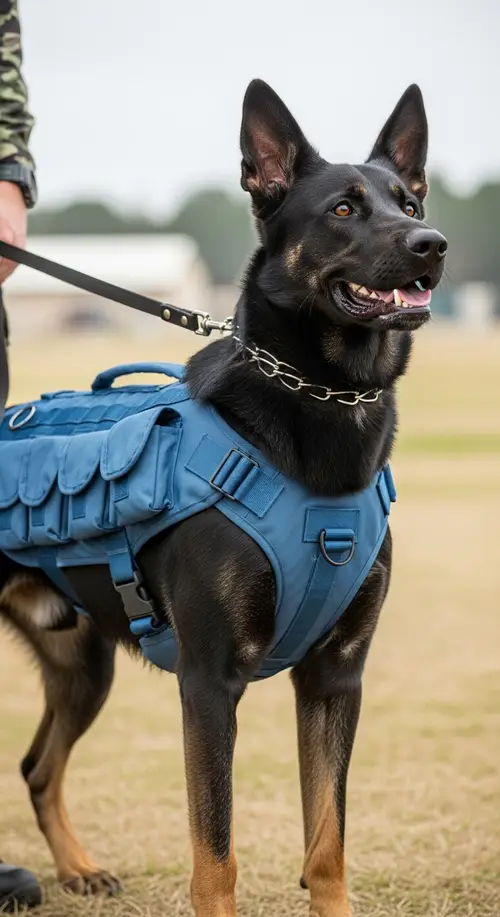 Trained Blue Military Dog | Tactical Vest Outfit