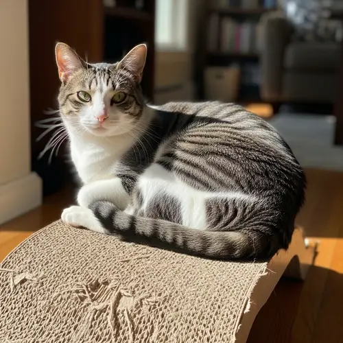 Comfortable Grey and White Domestic Cat | Best Cat Spot