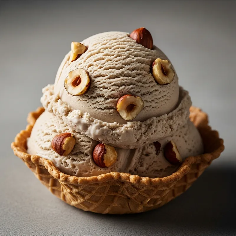 Hazelnut Ice Cream in Waffle Bowl | Food Photography Style