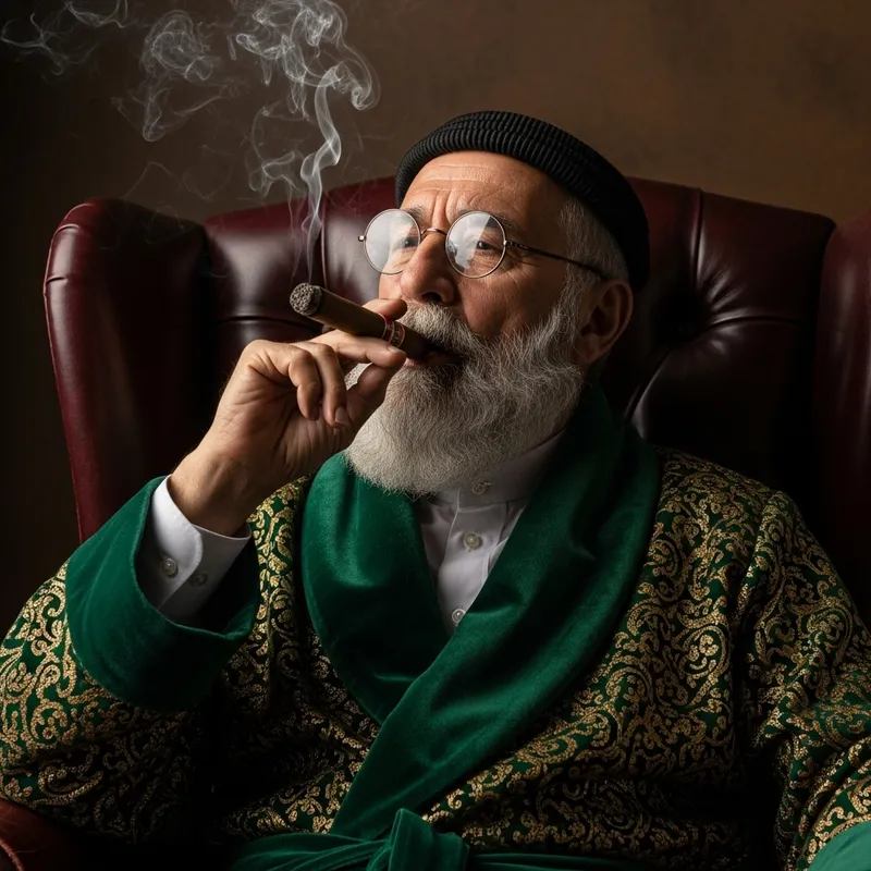 Old Man Smoking Cigar | Portrait of Sophistication