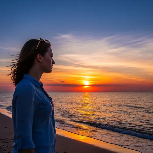 Vibrant Sunset Painting the Azure Sky | Tranquil Shoreline