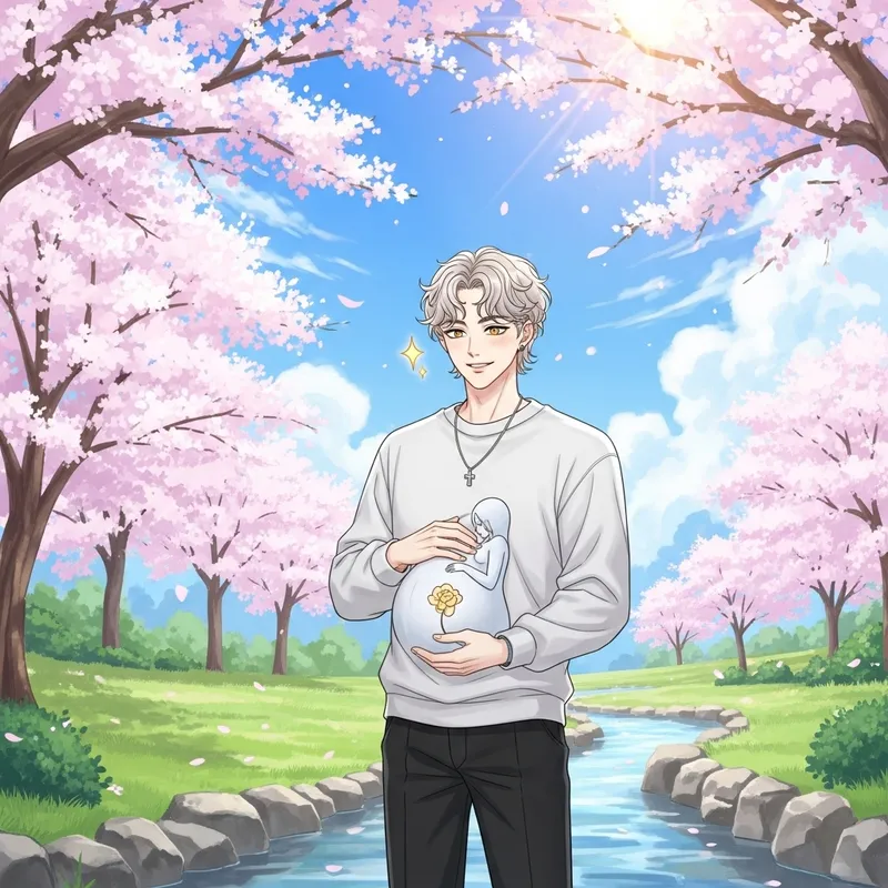 Stylish Park Jimin Sketch: Young Korean Man in Pregnancy Poses