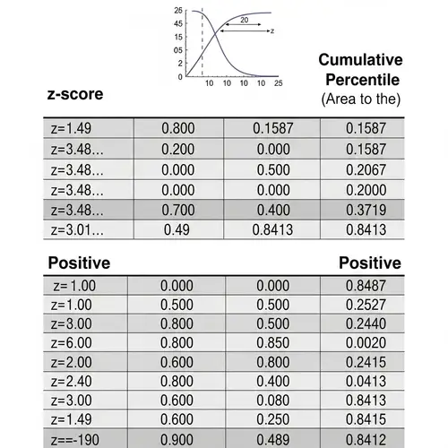 Standard Normal Table: Positive & Negative Z-Scores with Percentiles