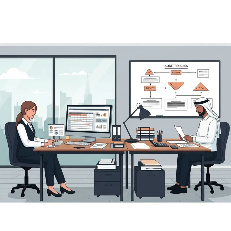 Modern and Minimalistic Auditing Process Illustration Modern and Minimalistic Auditing Process Illustration