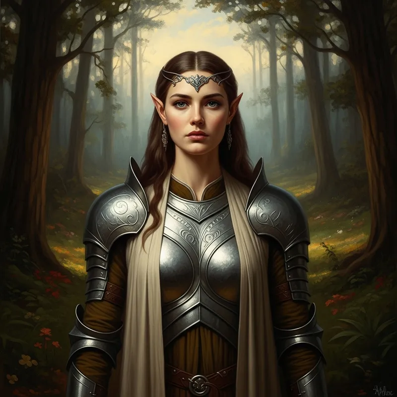 Elven Woman in Silent Forest - Legendary Fantasy Art