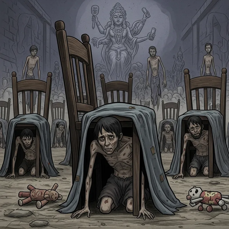 Poverty Symbol: Animated Ghibli-Style Cartoon Depiction