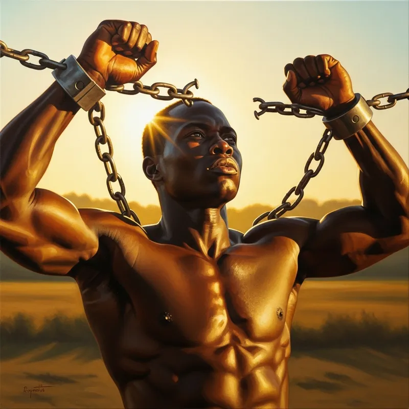 Empowered Black Slave Breaking Free - Symbolic Art