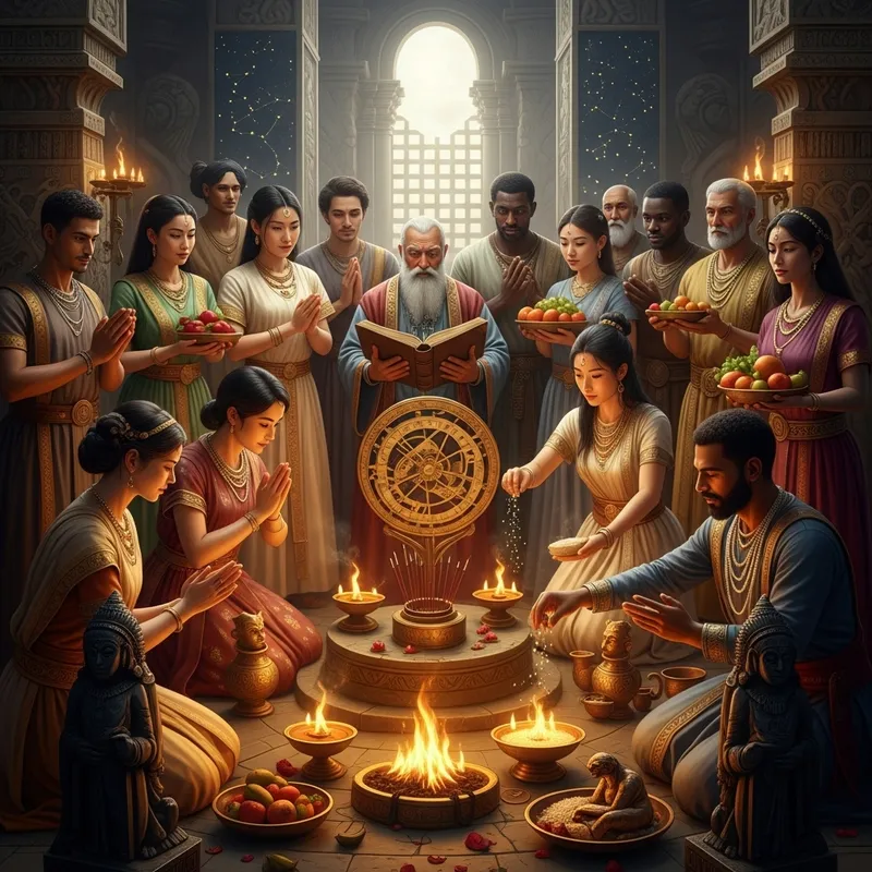 Ethnic Astrologers Performing Ritual to Save King's Life Ethnic Astrologers Performing Ritual to Save King's Life