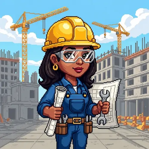 Middle-Eastern Female Engineer Pixel Art Character Design