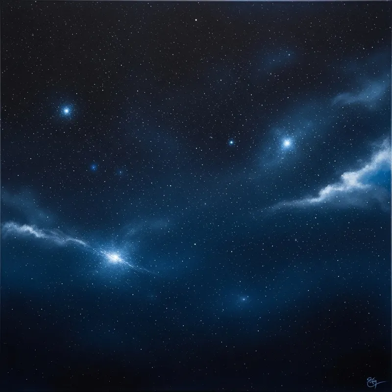 Abstract Night Sky Painting: Tranquil Beauty & Twinkling Stars