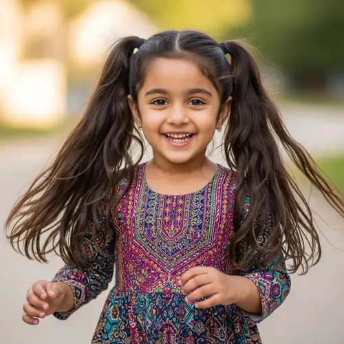 Joyful South Asian Girl in Colorful Dress | Cultural Richness