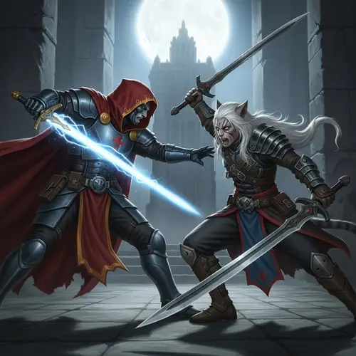 Intergalactic Knight Versus Fantasy Monster Hunter Combat