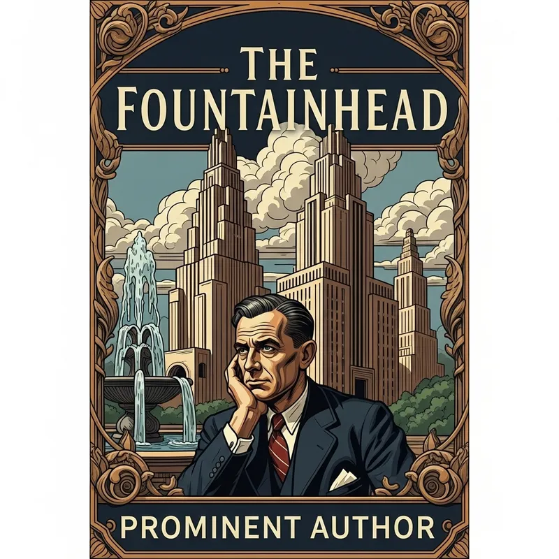 Vintage 'The Fountainhead' Book Cover Design | Architectural Theme