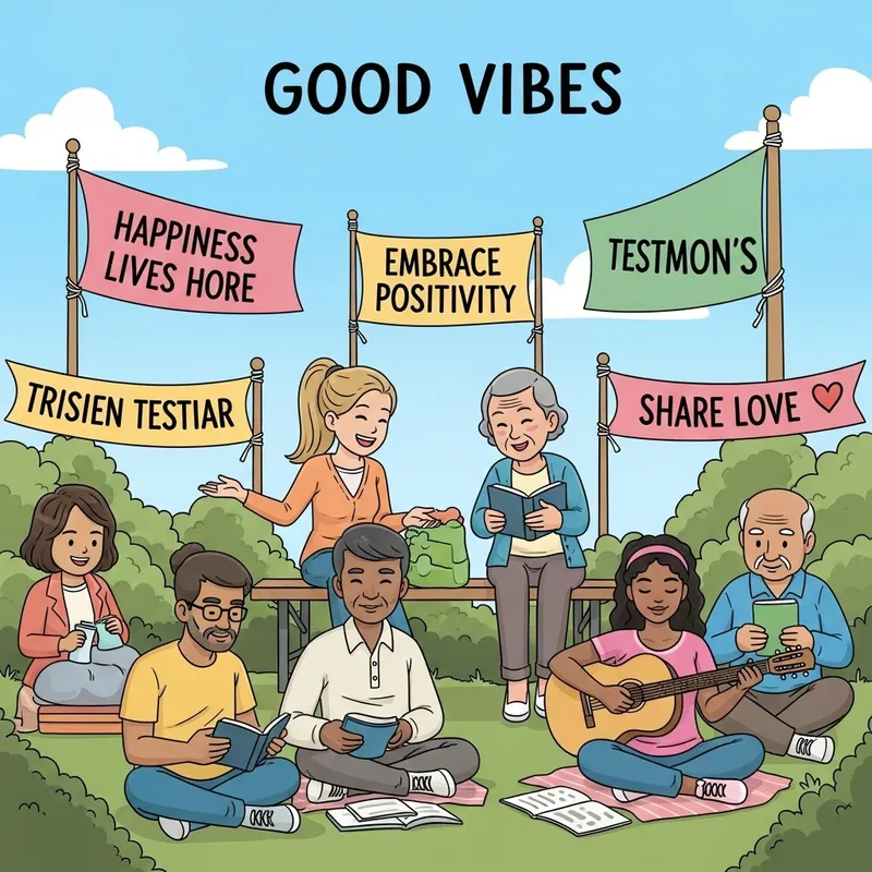Good Vibes Only: Diverse Group Embracing Positivity in Peaceful Park