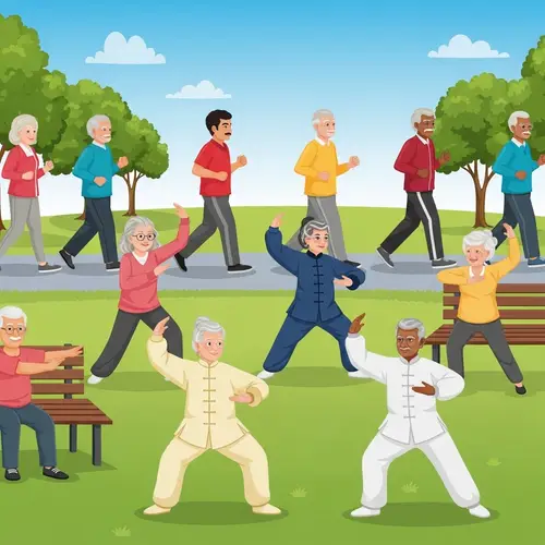 Active Lifestyle for Seniors - Diverse Exercise Routines in the Park