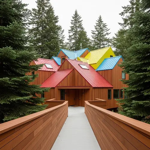 Modern Cedar Wood Hotel Residence | Architectural Pedestrian Path