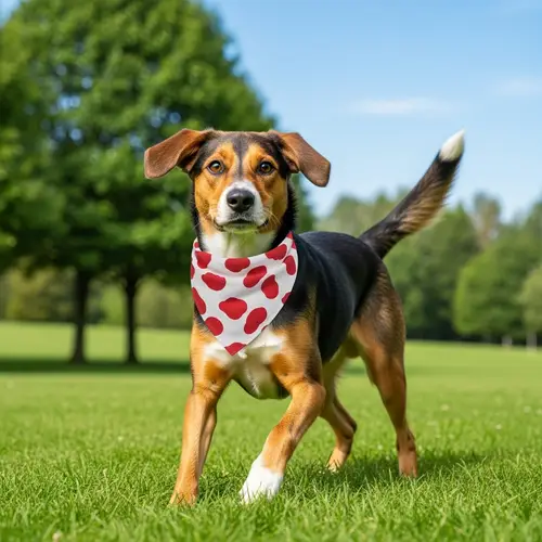 Joyful Medium-Sized Dog with Shiny Coat | Playful Pet in Green Park