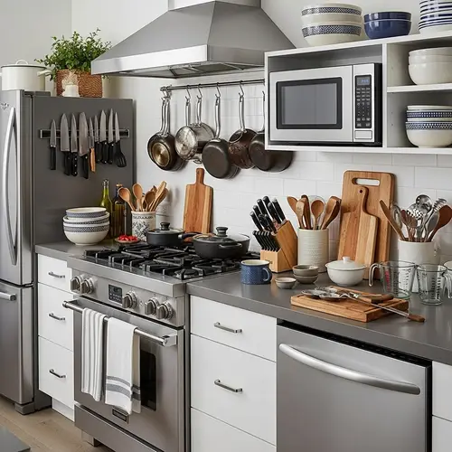 Organized Kitchen Tools and Cooking Utensils Display