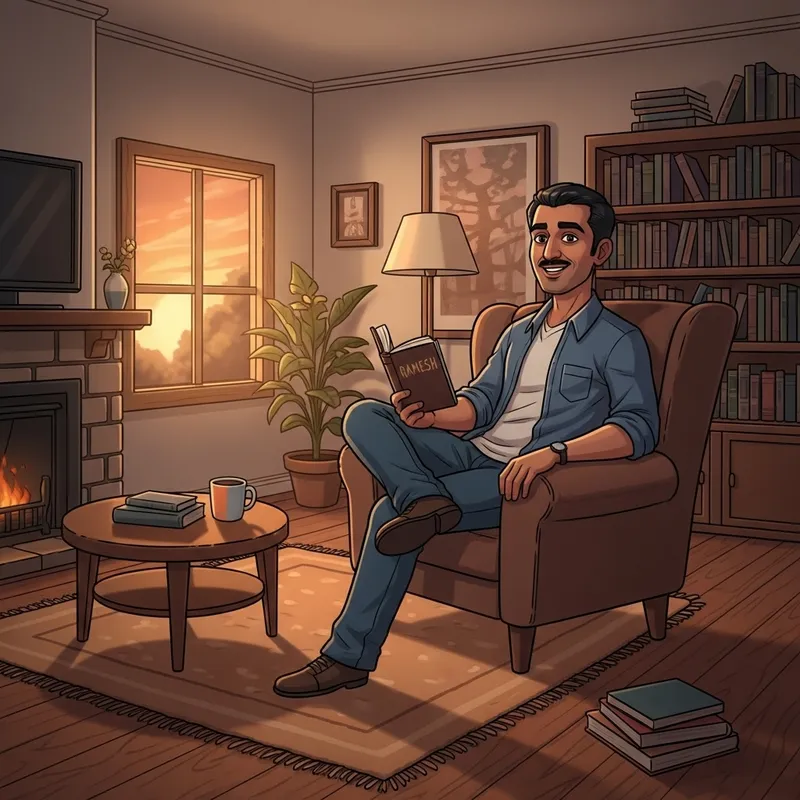 Ramesh: South Asian Man in Cozy Living Room Ramesh: South Asian Man in Cozy Living Room