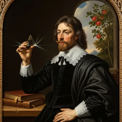 17th Century Male Scholar Oil Painting | Scholarly Attire & Prism