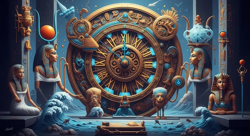 Surreal Clockwork Canvas with Egyptian Motifs and Cyber Features Surreal Clockwork Canvas with Egyptian Motifs and Cyber Features