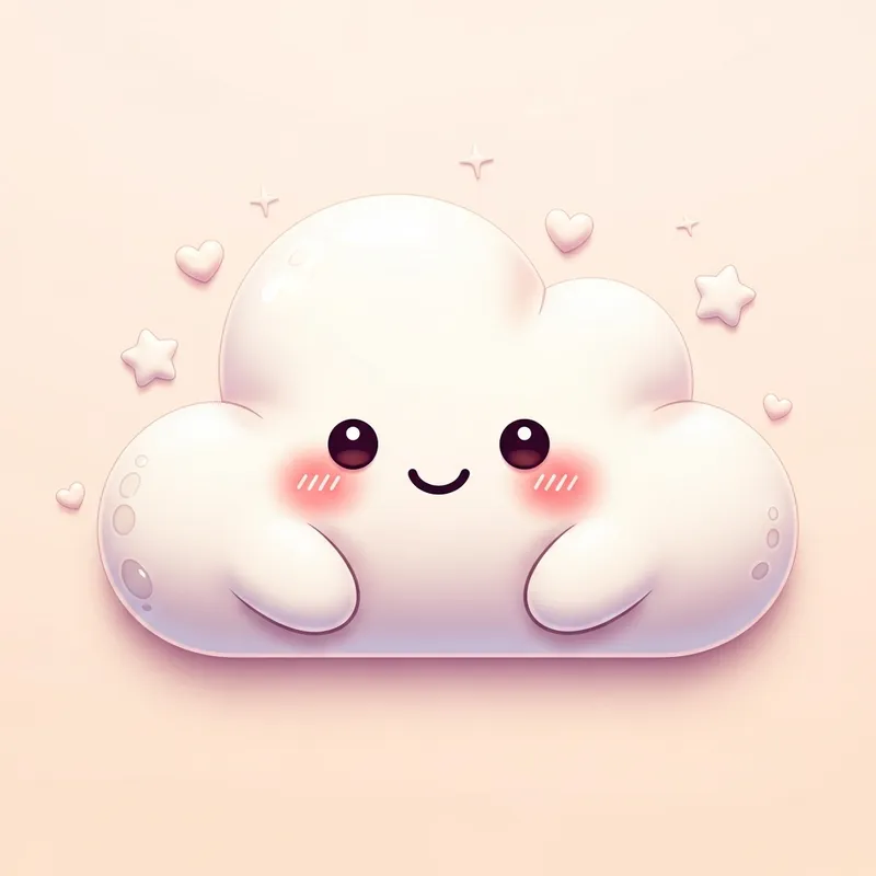Whimsical 3D Fluffy Cloud Clipart Vector | Adorable Charm & Innocence