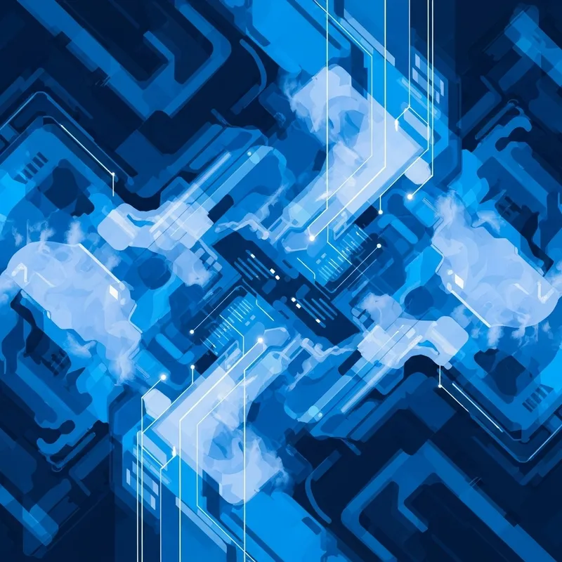 Blue Abstract Physical Cloud Server Representation