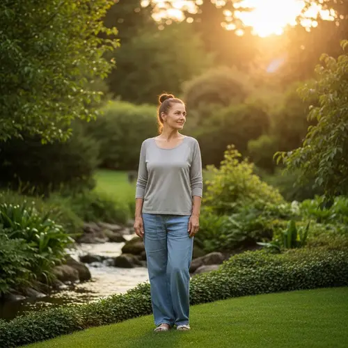 Tranquil Woman in Serene Garden Setting