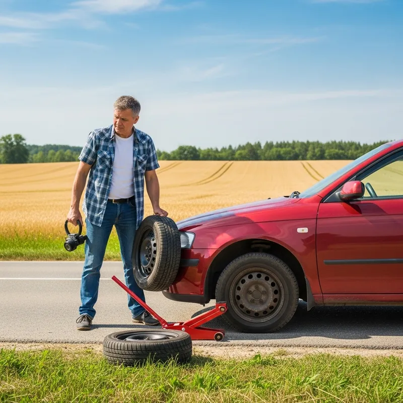 Dealing with a Flat Tire on a Country Road