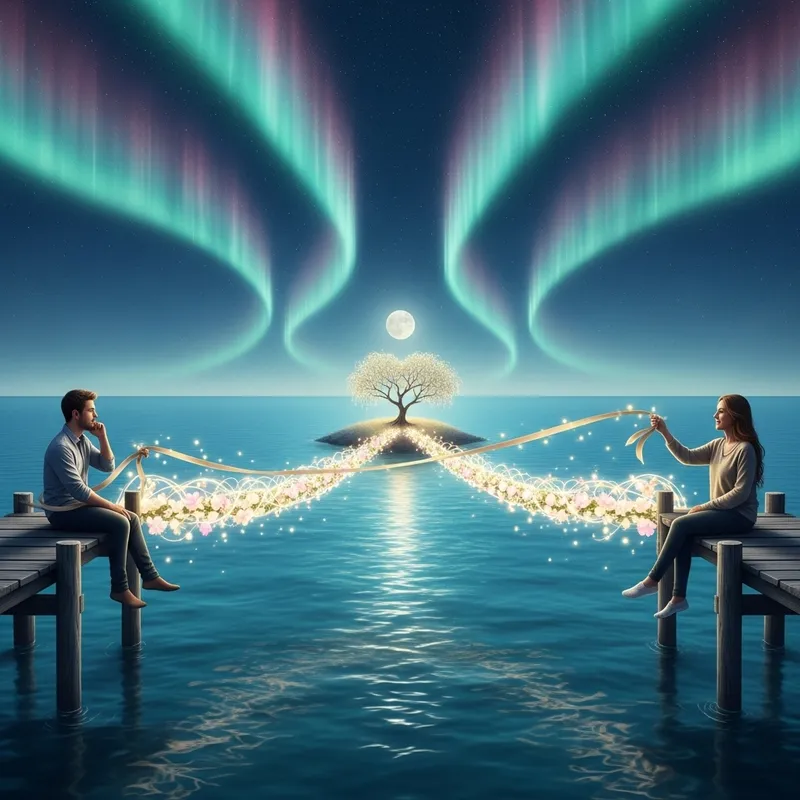 Romantic Long-Distance Relationship Illustration