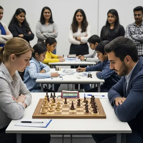 Intense Rivalry Competition: Chess Match and Jigsaw Puzzle Battle