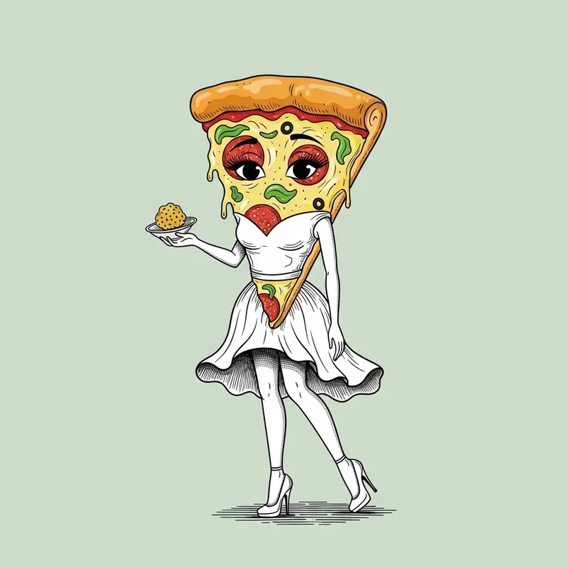 Charming Pizza Slice with Pinup Model Legs