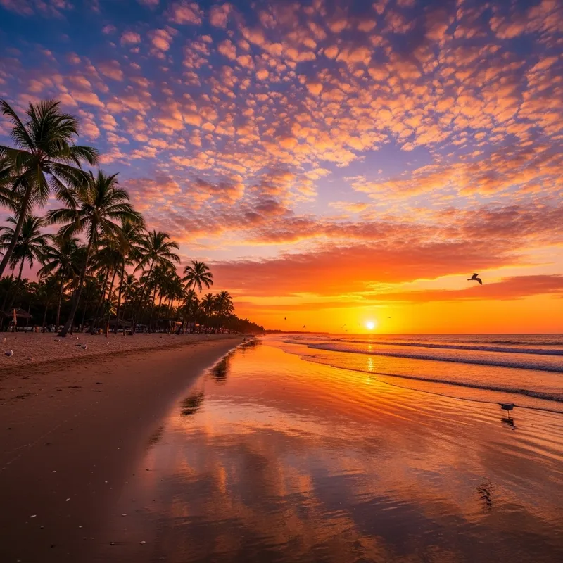 Breathtaking Sunset Over a Tranquil Beach Breathtaking Sunset Over a Tranquil Beach